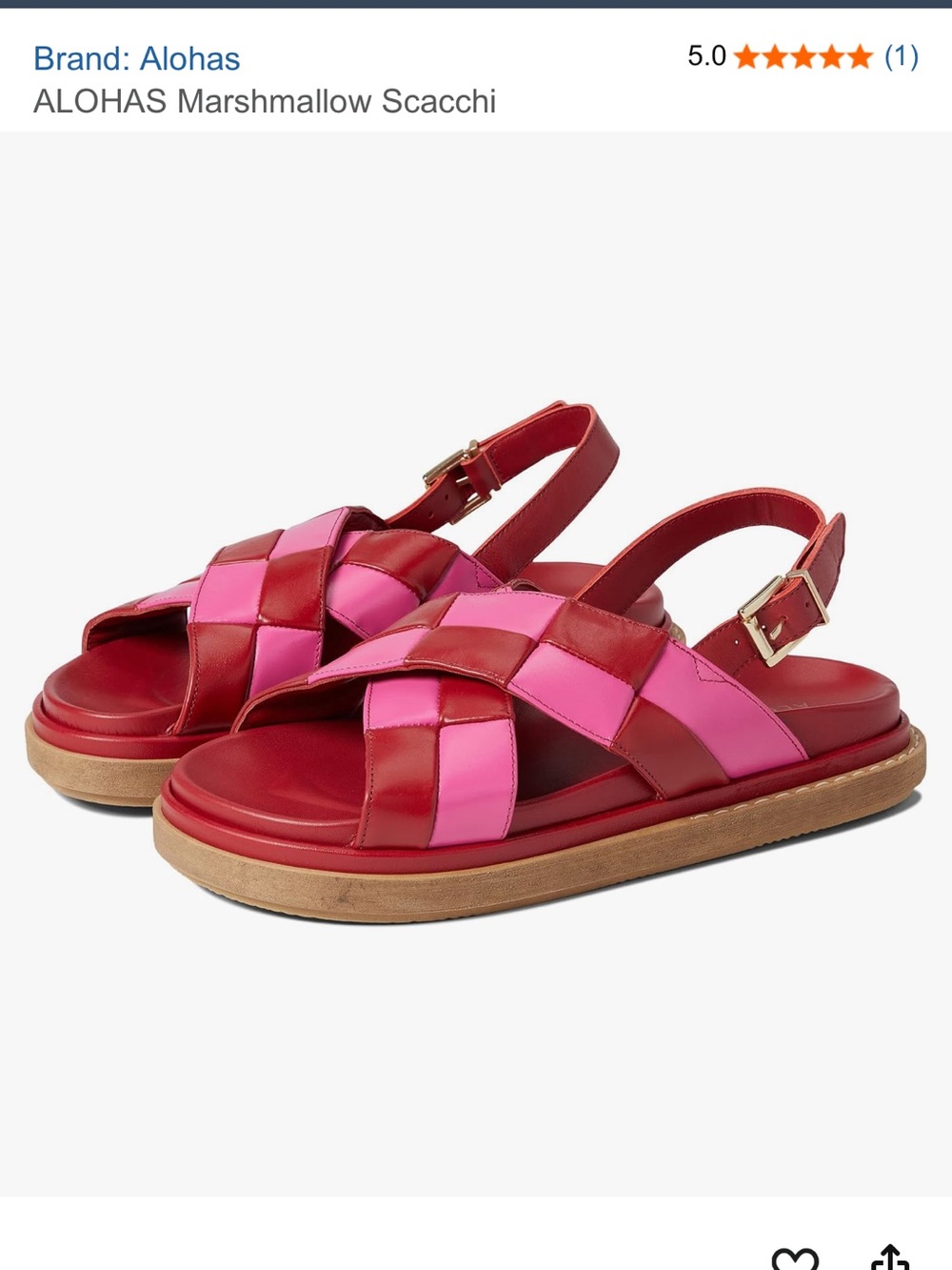 ALOHAS Scacchi Red & Pink Woven Slingback Sandals